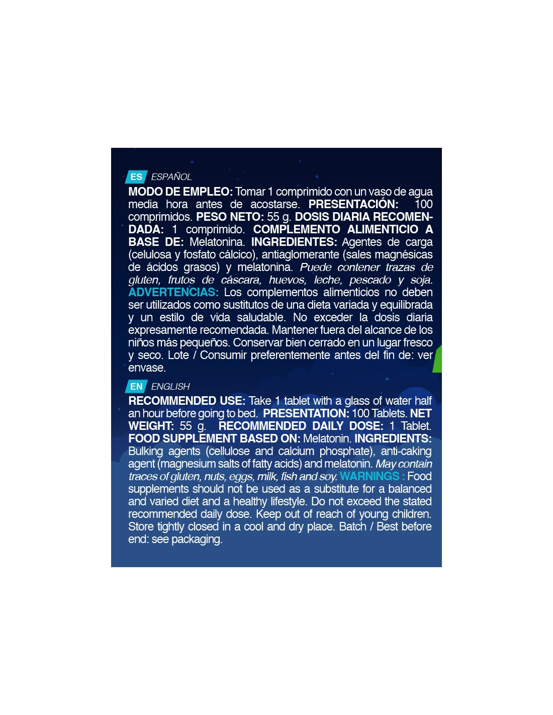 Melatonina 1mg de Erix Nutrition (100 Tabletas)
