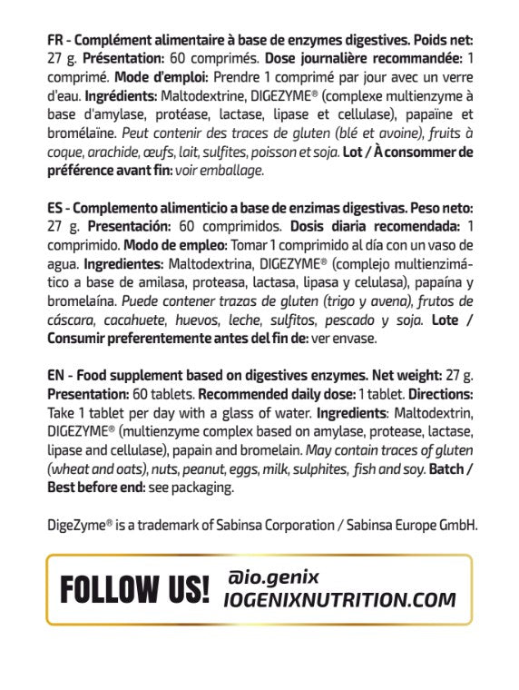 Digestive Enzymes de IOGenix (60 Cápsulas)