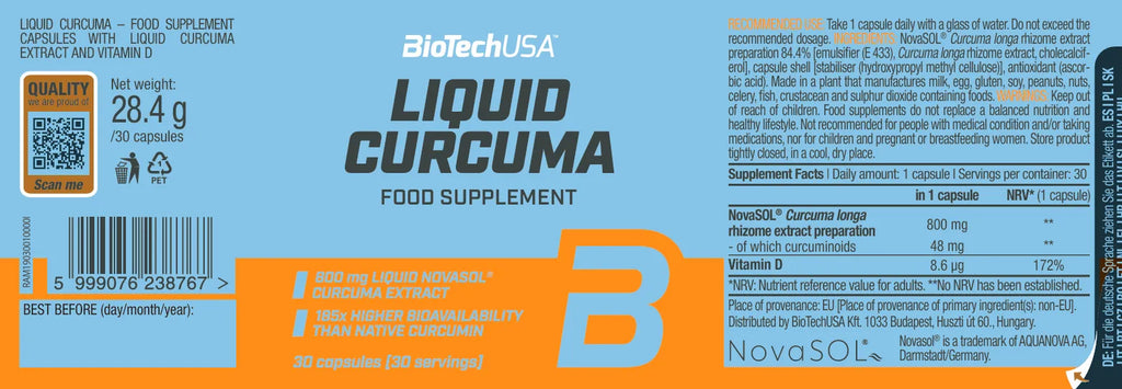Liquid Curcuma de BiotechUSA (30 Cápsulas)
