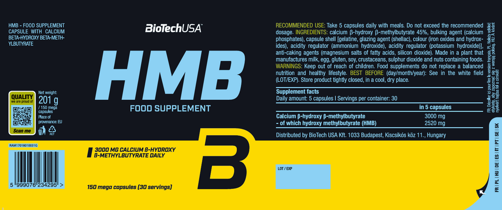 HMB 3000mg de BiotechUSA (150 Cápsulas)