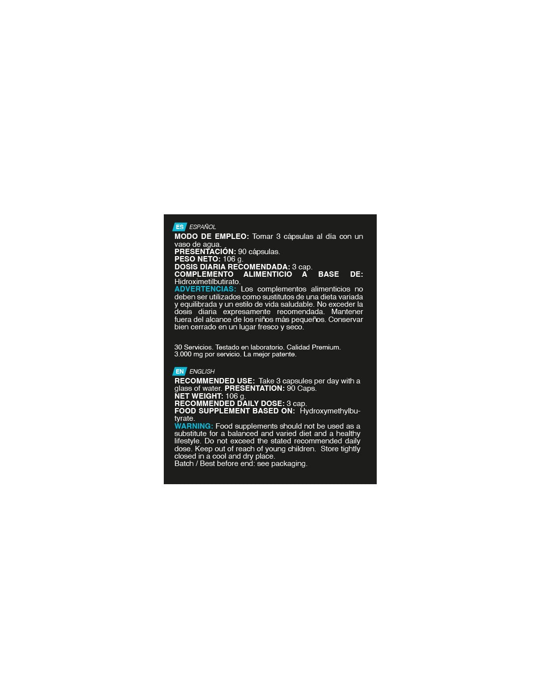 HMB 3000mg de Erix Nutrition (90 Cápsulas)