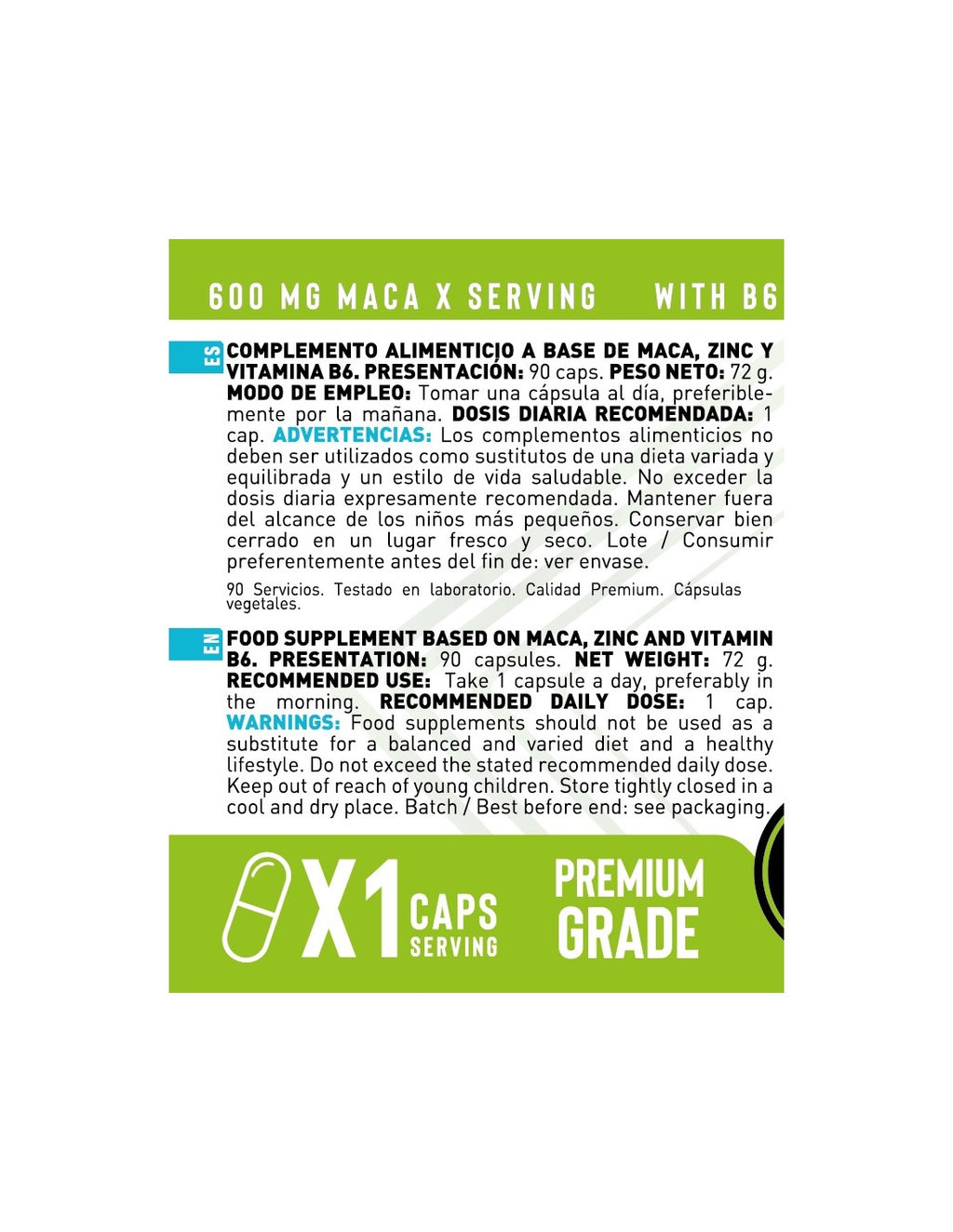 Pure Maca de Erix Nutrition (90 Cápsulas)