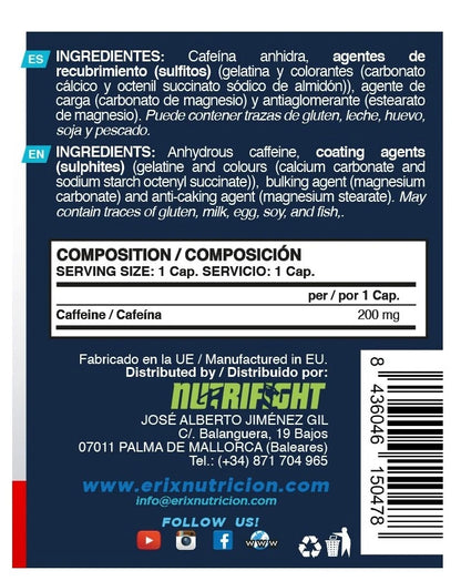COFFE BOOSTER 200mg Cafeína de Erix Nutrition (90 Cápsulas)