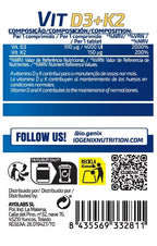 Vitamina D3 + K2 de IOGenix (90 Cápsulas)